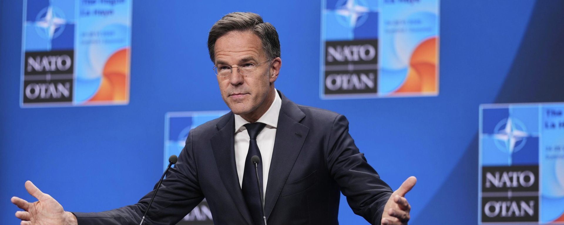 NATO Secretary General Mark Rutte speaks during a media conference at the NATO summit in The Hague, Netherlands, Wednesday, June 25, 2025. NATO Secretary General Mark Rutte speaks during a media conference at the NATO summit in The Hague, Netherlands, Wednesday, June 25, 2025. - Sputnik International, 1920, 01.12.2025