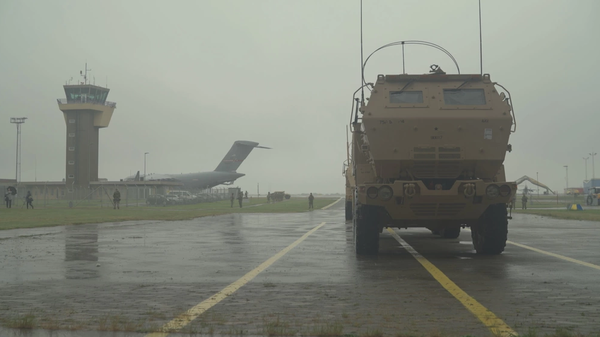 A M142 High Mobility Artillery Rocket System is positioned for a digital air-land raid at Bornholm, Denmark May 24, 2022. Soldiers with Bravo Battery, 1st Battalion, 14th Field Artillery Regiment, 75th Artillery Brigade loaded up two HIMARS and two High Mobility Multipurpose Wheeled Vehicles into a Boeing C-17 Globemaster III in Saaremaa, Estonia and were transported to the Danish island to conduct the exercise. This mission was in conjunction with DEFENDER-Europe 22 a series of U.S. Army Europe and Africa multinational training exercises within U.S. European Command’s Large Global Scale Exercise construct taking place in Eastern Europe. - Sputnik International