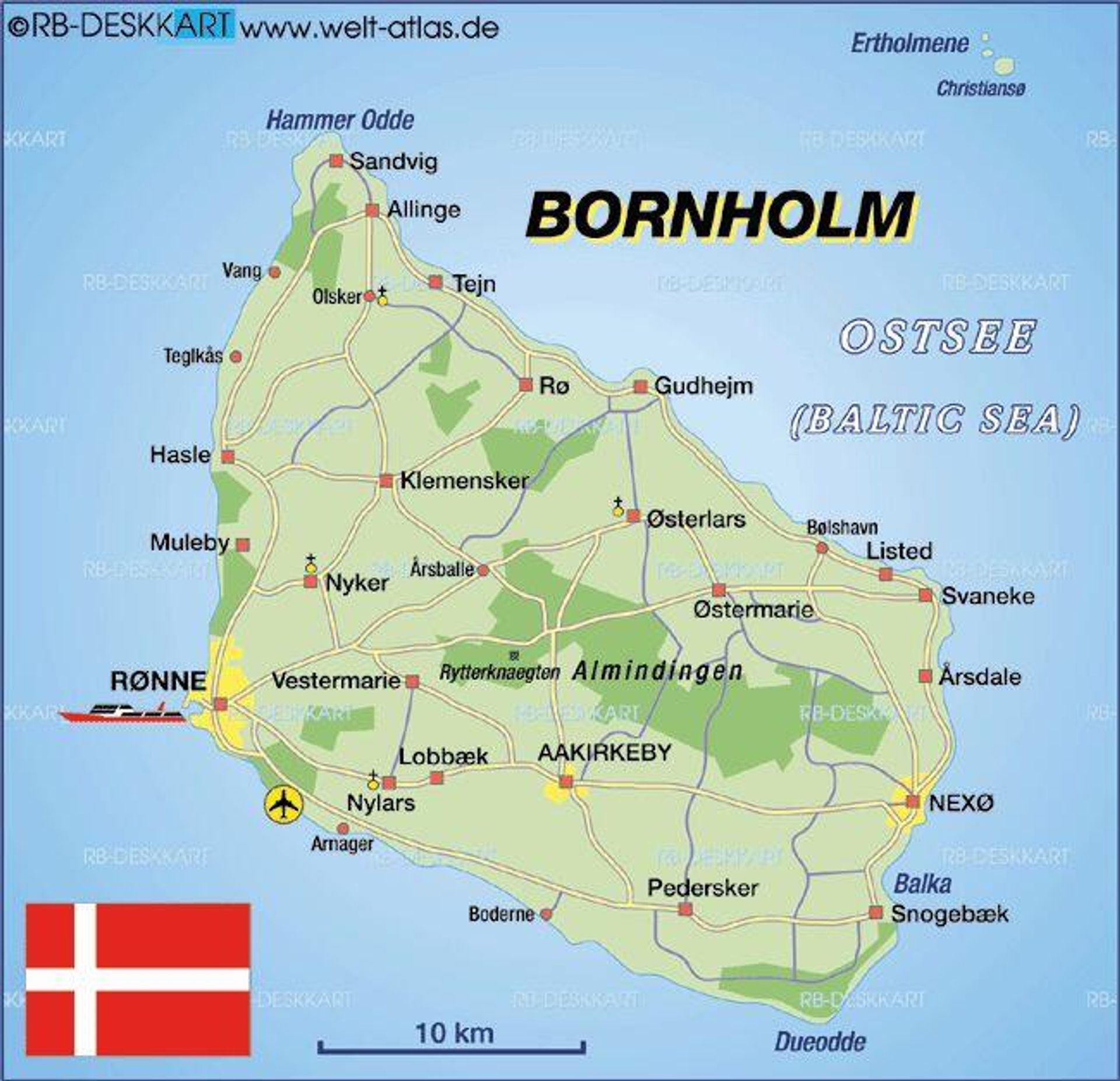 Map of Bornholm, Denmark. - Sputnik International, 1920, 14.07.2025