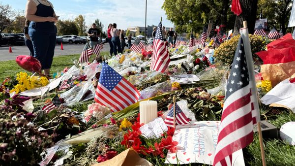 American flags and flowers are displayed at a memorial for Charlie Kirk at Utah Valley University, Monday, Sept. 15, 2025, in Orem, Utah.  - Sputnik International