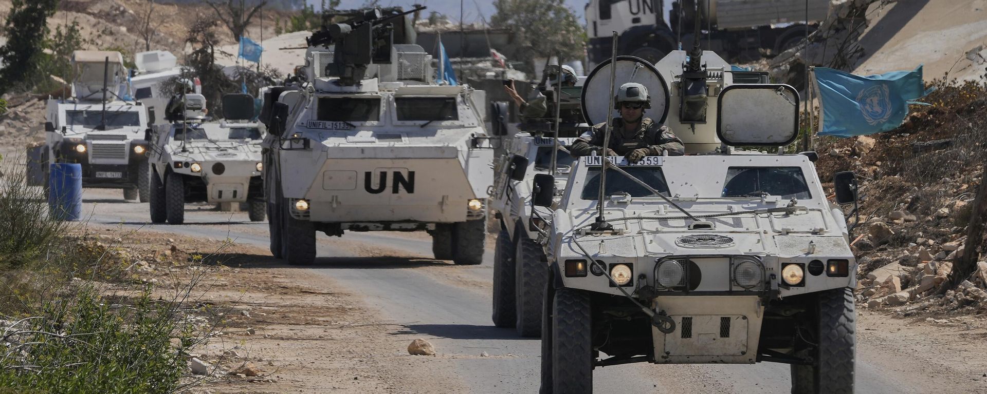 French U.N. peacekeepers patrol the Lebanese-Israeli border in the village of Houla, southern Lebanon, Wednesday, Aug. 20, 2025. French U.N. peacekeepers patrol the Lebanese-Israeli border in the village of Houla, southern Lebanon, Wednesday, Aug. 20, 2025. - Sputnik International, 1920, 17.09.2025