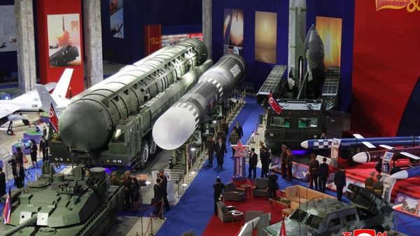 North Korea’s leader Kim Jong-un attends opening of the Military Hardware Exhibition Defiance Development-2025 in Pyongyang. - Sputnik International
