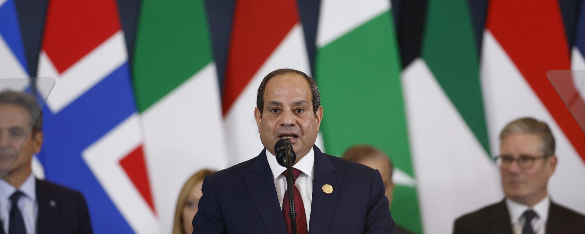 Egypt's President Abdel Fattah al-Sisi delivers a speech at the Gaza International Peace Summit, in Sharm el-Sheikh, Egypt, Monday, Oct.13 2025. Egypt's President Abdel Fattah al-Sisi delivers a speech at the Gaza International Peace Summit, in Sharm el-Sheikh, Egypt, Monday, Oct.13 2025. - Sputnik International, 1920, 13.10.2025
