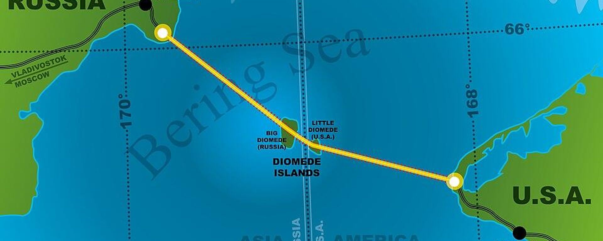Wikipedia map showing potential route of Chukotka-Alaska Tunnel. - Sputnik International, 1920, 17.10.2025