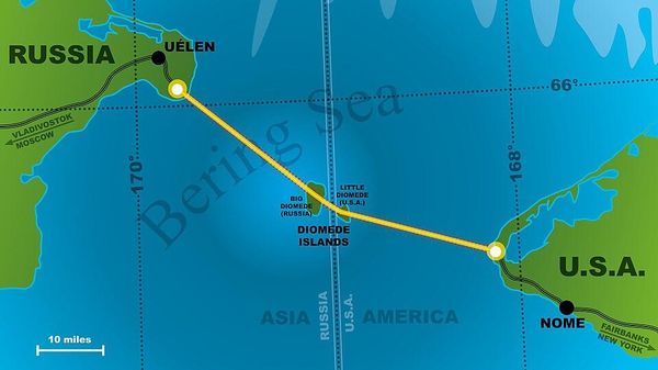 Wikipedia map showing potential route of Chukotka-Alaska Tunnel. - Sputnik International