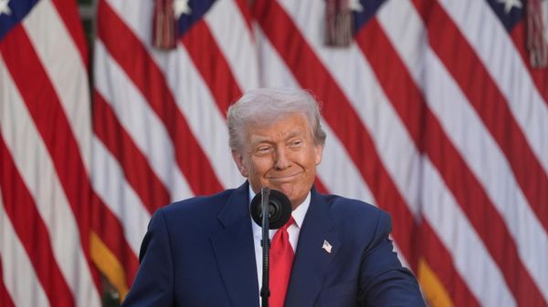 President Donald Trump speaks before posthumously awarding the Presidential Medal of Freedom to Charlie Kirk in the Rose Garden of the White House, Tuesday, Oct. 14, 2025, in Washington - Sputnik International