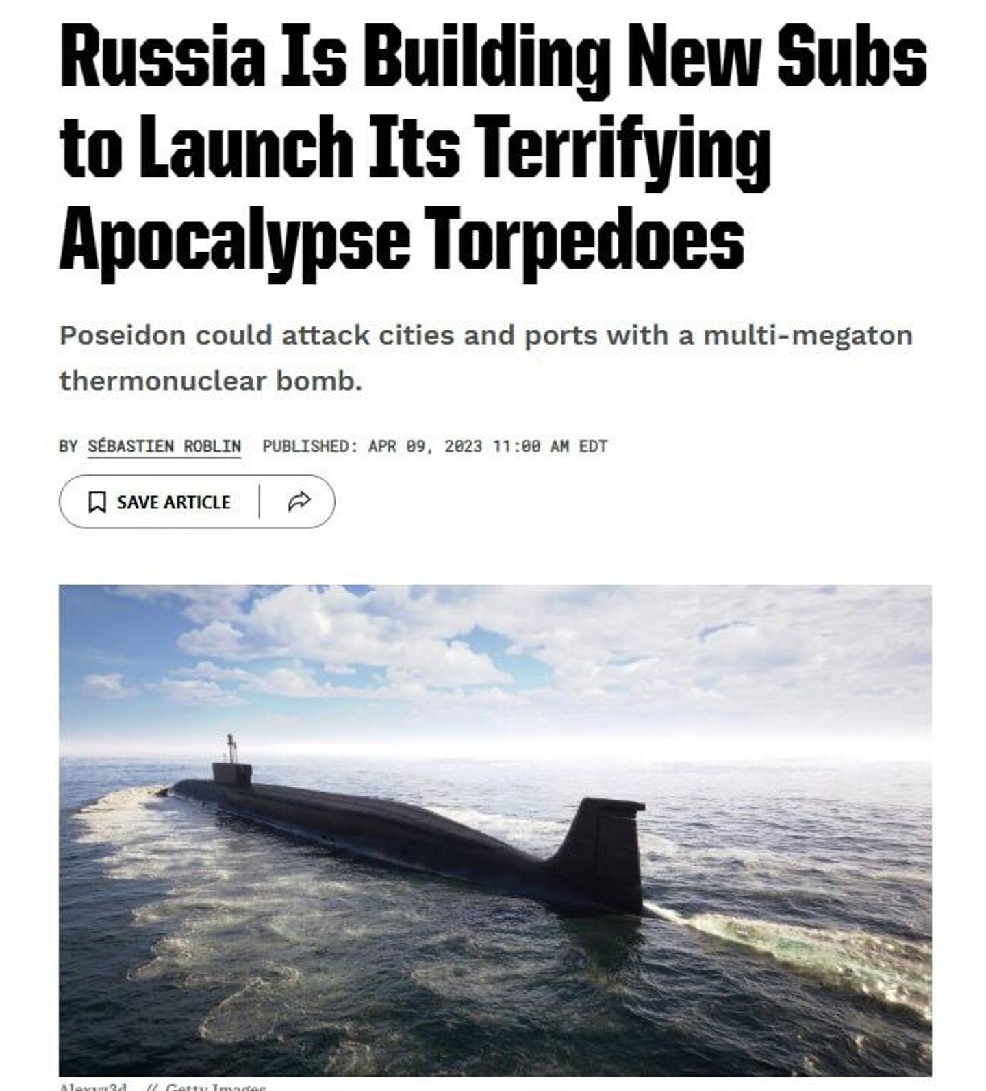 A screenshot from Popular Mechanics - Sputnik International