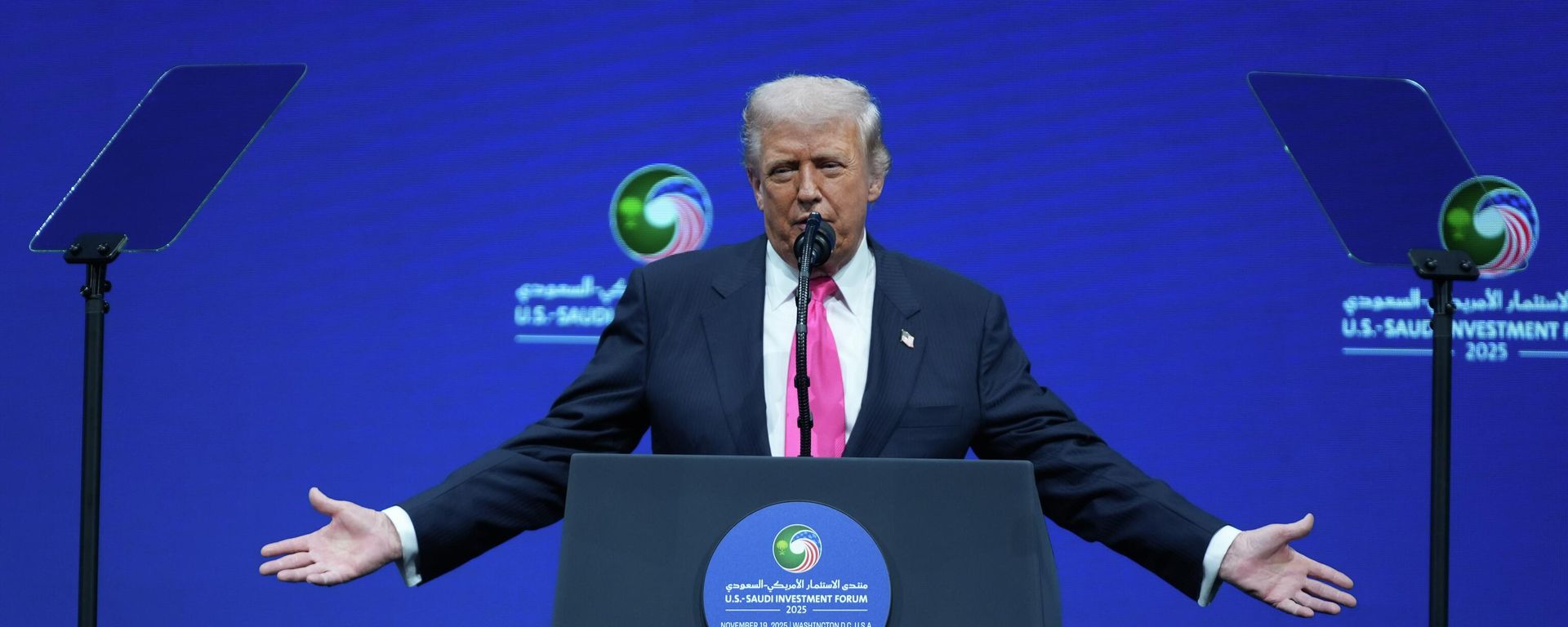 President Donald Trump speaks during the Saudi Investment Forum at the Kennedy Center, Wednesday, Nov. 19, 2025, in Washington President Donald Trump speaks during the Saudi Investment Forum at the Kennedy Center, Wednesday, Nov. 19, 2025, in Washington - Sputnik International, 1920, 05.12.2025