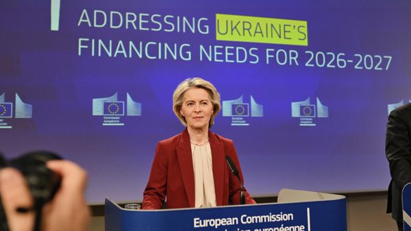 European Commission President Ursula von der Leyen addresses a media conference regarding Ukraine's financing needs for 2026-2027 at EU headquarters in Brussels, Wednesday, Dec. 3, 2025. - Sputnik International