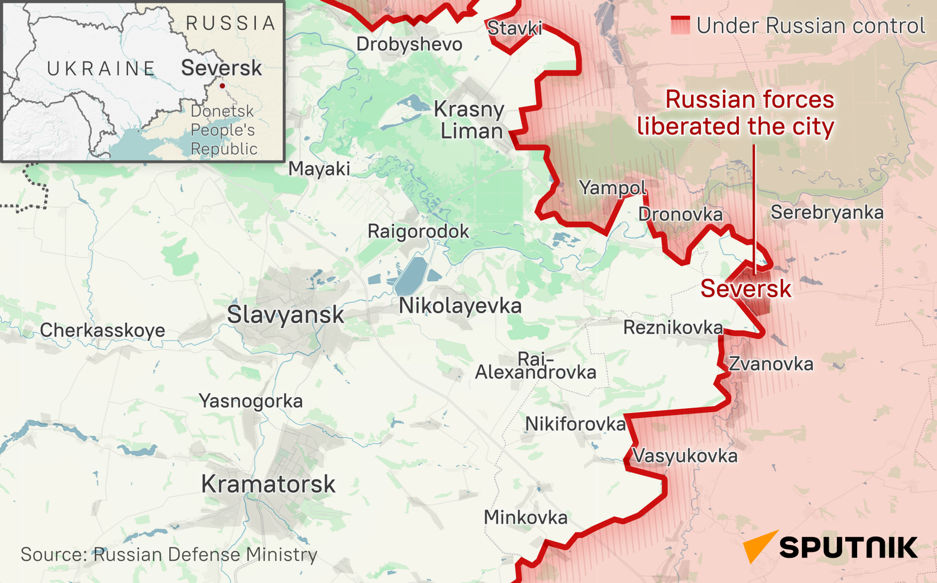 Seversk liberated - map of the region - Sputnik International, 1920, 12.12.2025