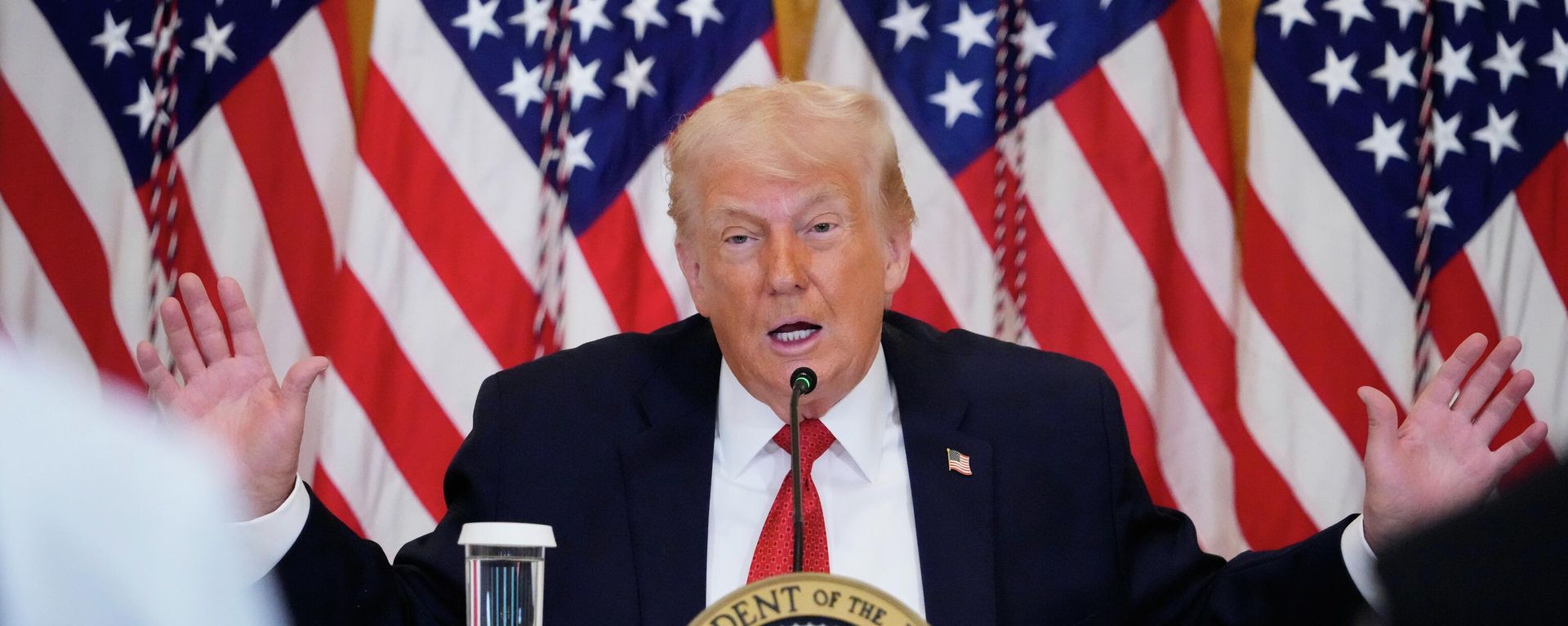 President Donald Trump speaks during an event to promote investment in rural health care in the East Room of the White House, Friday, Jan. 16, 2026, in Washington - Sputnik International, 1920, 20.02.2026