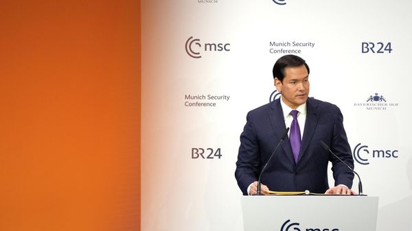 U.S. Secretary of State Marco Rubio speaks at the Munich Security Conference in Munich, Germany, Saturday, Feb. 14, 2026. - Sputnik International