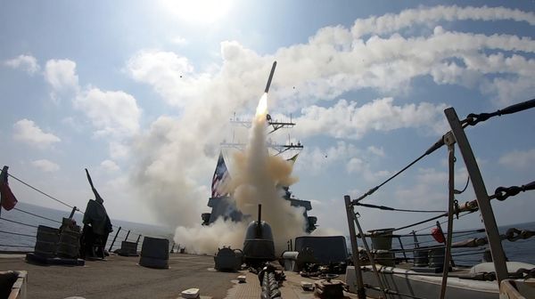 This image from video provided by US Central Command shows a missile being launched from a U.S. Navy ship in support of Operation Epic Fury on Feb. 28, 2026.  - Sputnik International