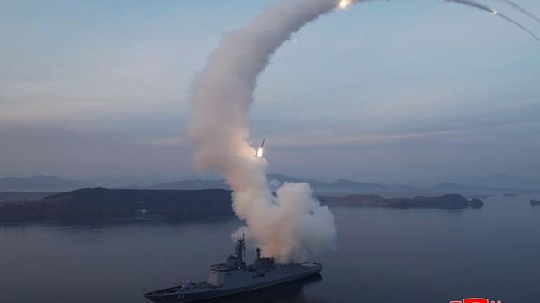 North Korea test-fires strategic cruise missiles from Choe Hyon destroyer, March 10, 2026 (KCNA) - Sputnik International