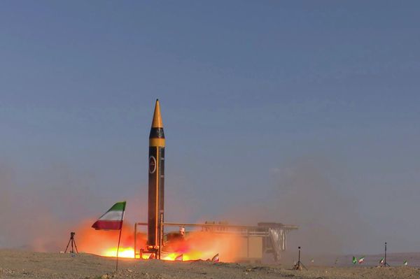 In this photo released by the Iranian Defense Ministry on May 25, 2023, Khorramshahr-4 missile is launched at an undisclosed location, Iran (Iranian Defense Ministry via AP) In this photo released by the Iranian Defense Ministry on May 25, 2023, Khorramshahr-4 missile is launched at an undisclosed location, Iran (Iranian Defense Ministry via AP) - Sputnik International