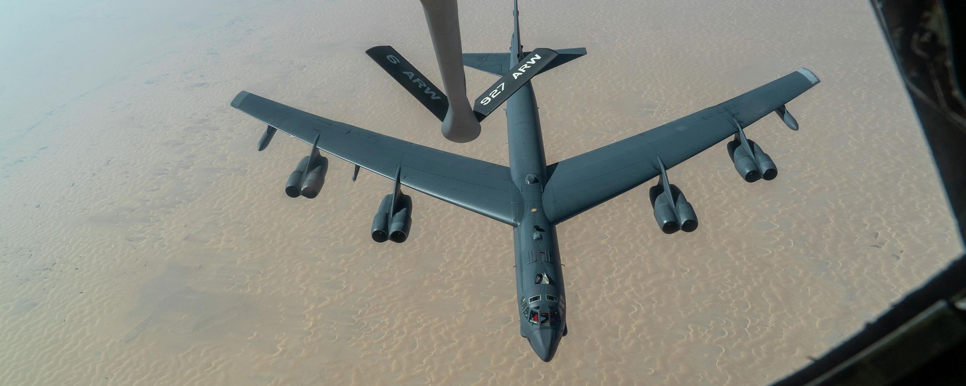 A US Air Force B-52H Stratofortress from Minot Air Force Base, N.D., is refueled by a KC-135 Stratotanker in the US Central Command area of responsibility Wednesday, Dec. 30, 2020 A US Air Force B-52H Stratofortress from Minot Air Force Base, N.D., is refueled by a KC-135 Stratotanker in the US Central Command area of responsibility Wednesday, Dec. 30, 2020 - Sputnik International, 1920, 28.03.2026