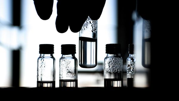 Test tubes in the water quality control center at the Northern Station of the Moscow Water Supply Company, which supplies Volga water from the Moscow Canal reservoir system.  - Sputnik International