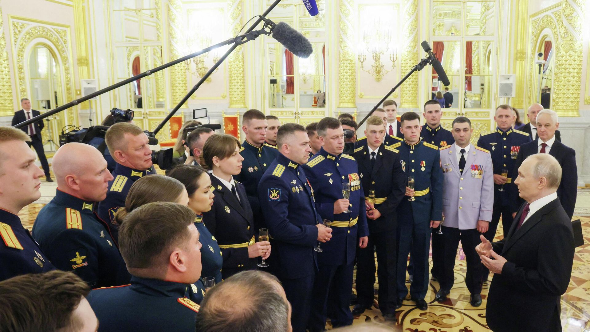 Russia's President Vladimir Putin attends a meeting with graduates of higher education institutions of the Defence Ministry, Emergencies Ministry, Federal Security Service, Federal Guard Service, National Guard, Interior Ministry, Investigative Committee and Federal Penitentiary Service in Moscow, Russia, June 23, 2026. Russia's President Vladimir Putin attends a meeting with graduates of higher education institutions of the Defence Ministry, Emergencies Ministry, Federal Security Service, Federal Guard Service, National Guard, Interior Ministry, Investigative Committee and Federal Penitentiary Service in Moscow, Russia, June 23, 2026. - Sputnik International, 1920, 23.06.2026
