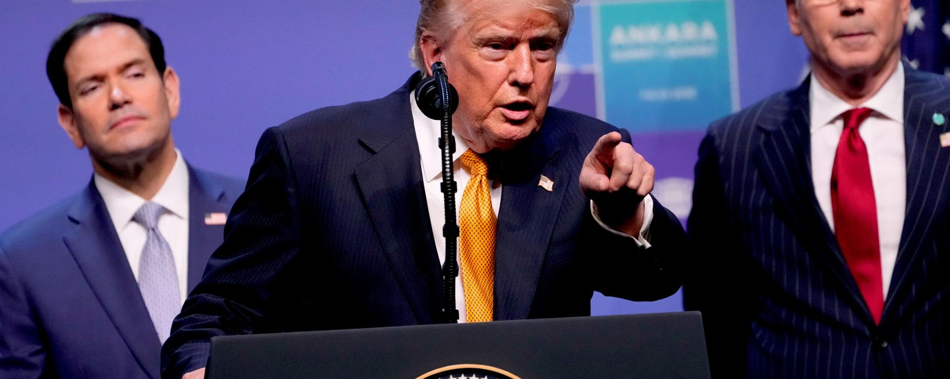 President Donald Trump speaks during a media conference at the NATO summit in Ankara, Turkey, Wednesday, July 8, 2026 - Sputnik International, 1920, 08.07.2026