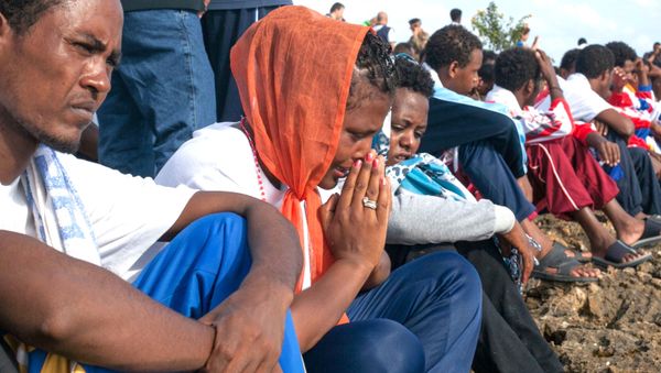 Commemoration ceremony for asylum seekers drowned trying to reach island of Lampedusa, Italy Commemoration ceremony for asylum seekers drowned trying to reach island of Lampedusa, Italy - Sputnik International