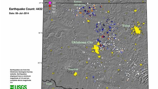 USGS Animation of Oklahoma Seismicity: January 2, 2008 - September 30, 2014 - Sputnik International