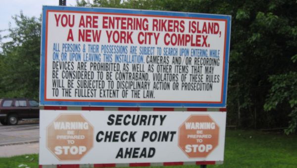 A sign at the entrance of Riker's Island Correctional Facility A sign at the entrance of Riker's Island Correctional Facility - Sputnik International