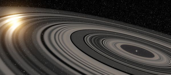 Artist's rendering of a “super Saturn” in a distant solar system recently found to have rings big enough to eclipse its own sun. Artist's rendering of a “super Saturn” in a distant solar system recently found to have rings big enough to eclipse its own sun. - Sputnik International