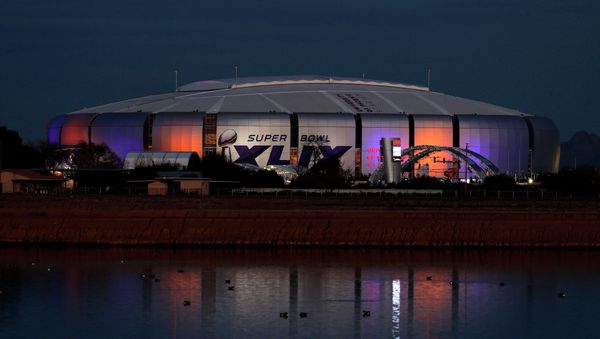 The Super Bowl XLIX logo is displayed on the University of Phoenix Stadium, Tuesday, Jan. 27, 2015, in Glendale, Ariz. The New England Patriots face the Seattle Seahawks in Super Bowl XLIX on Sunday, Feb. 1, in Glendale. - Sputnik International