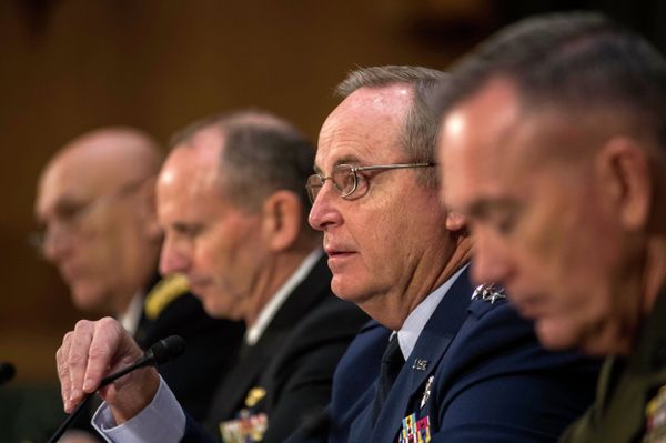 Air Force Chief of Staff Gen. Mark Welsh III, second from right, responds to questions from Senate Armed Services Committee member Sen. Kelly Ayotte, R-N.H., as he testifies on Capitol Hill in Washington, Wednesday, Jan. 28, 2015, before the committee's hearing on the impact of the Budget Control Act of 2011 and sequestration on national security. From left are, Army Chief of Staff Gen. Raymond Odierno, Chief of Naval Operations Adm. Jonathan Greenert, Welsh, and Marine Corps Commandant Joseph Dunford, Jr.  - Sputnik International
