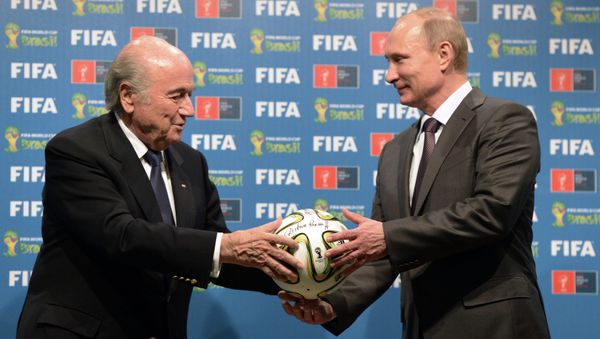 Russia's President Vladimir Putin (R) and FIFA President Joseph Blatter Russia's President Vladimir Putin (R) and FIFA President Joseph Blatter - Sputnik International