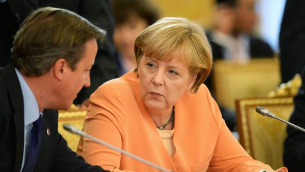 Federal Chancellor of Germany Angela Merkel and British Prime Minister David Cameron - Sputnik International