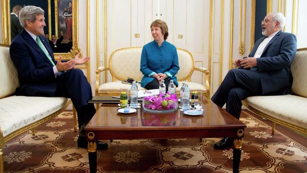 John Kerry, Catherine Ashton, Mohammad Javad Zarif during one of the previous P5+1 meetings on Iran. John Kerry, Catherine Ashton, Mohammad Javad Zarif during one of the previous P5+1 meetings on Iran. - Sputnik International