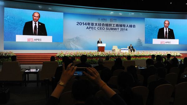 Russian President Vladimir Putin speaks during the session entitled What Does the Asia Pacific Mean to Russia? at the APEC summit. - Sputnik International