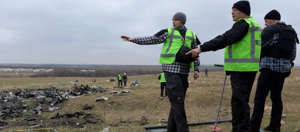 Dutch experts and OSCE representatives work at Malaysia Airlines Flight MH17 crash site. The airliner crashed en route from Amsterdam to Kuala Lumpur - Sputnik International