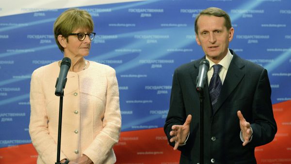 State Duma Speaker Sergey Naryshkin meeting with PACE President Anne Brasseur at the Russian Duma building State Duma Speaker Sergey Naryshkin meeting with PACE President Anne Brasseur at the Russian Duma building - Sputnik International