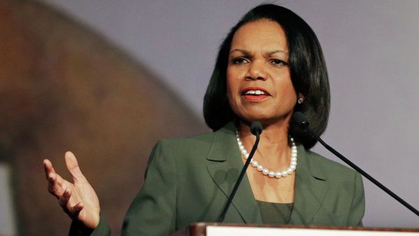 Former Secretary of State Condoleezza Rice gestures while speaking before the California Republican Party 2014 Spring Convention in Burlingame, Calif. Former Secretary of State Condoleezza Rice gestures while speaking before the California Republican Party 2014 Spring Convention in Burlingame, Calif. - Sputnik International