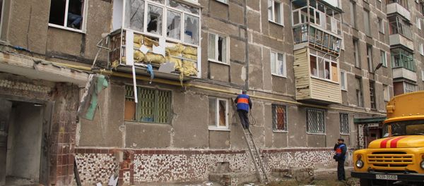 Town of Horlivka after shelling by Ukrainian army Town of Horlivka after shelling by Ukrainian army - Sputnik International