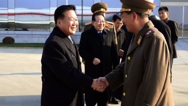 North Korean leader Kim Jong-un's special envoy Choe Ryong Hae (left) and his delegation members leave the Pyongyang Airport for Russia Monday, November 17, 2014. North Korean leader Kim Jong-un's special envoy Choe Ryong Hae (left) and his delegation members leave the Pyongyang Airport for Russia Monday, November 17, 2014. - Sputnik International