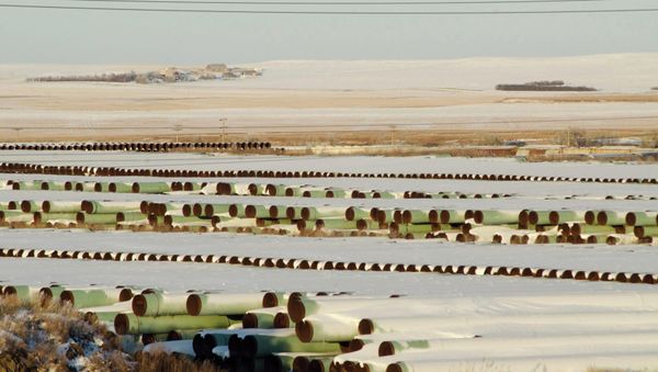 A depot used to store pipes for Transcanada Corp's planned Keystone XL oil pipeline is seen in Gascoyne, North Dakota A depot used to store pipes for Transcanada Corp's planned Keystone XL oil pipeline is seen in Gascoyne, North Dakota - Sputnik International
