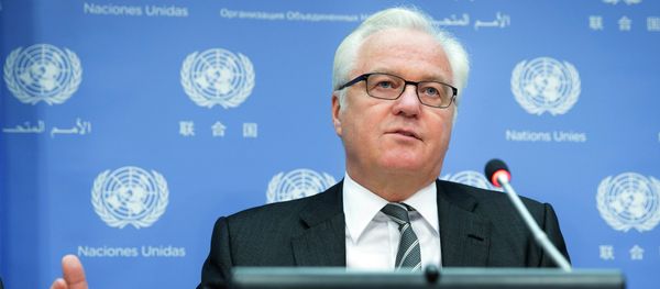 Russian U.N. Ambassador Vitaly Churkin speaks during a news conference to discuss the crisis in Ukraine, Friday, Aug. 22, 2014, at United Nations headquarters Russian U.N. Ambassador Vitaly Churkin speaks during a news conference to discuss the crisis in Ukraine, Friday, Aug. 22, 2014, at United Nations headquarters - Sputnik International