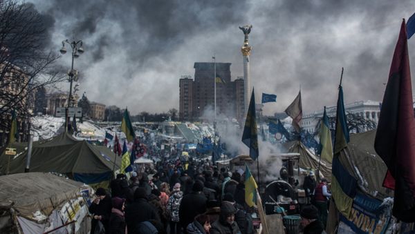 The camp of pro-European integration protesters on Maidan Nezalezhnosti in Kiev The camp of pro-European integration protesters on Maidan Nezalezhnosti in Kiev - Sputnik International