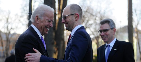 U.S. Vice President Joe Biden, left, and Ukrainian Prime Minister Arseniy Yatsenyuk U.S. Vice President Joe Biden, left, and Ukrainian Prime Minister Arseniy Yatsenyuk - Sputnik International