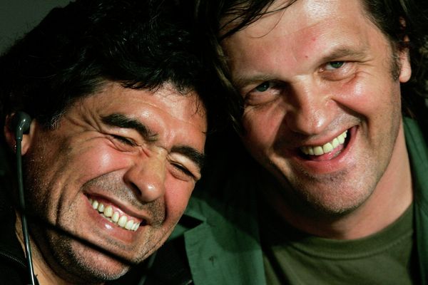 Former Argentine soccer player Diego Maradona and Serbian director Emir Kusturica share a light moment during the press conference for the documentary film Maradona AT the 61st International film festival in Cannes, southern France Former Argentine soccer player Diego Maradona and Serbian director Emir Kusturica share a light moment during the press conference for the documentary film Maradona AT the 61st International film festival in Cannes, southern France - Sputnik International