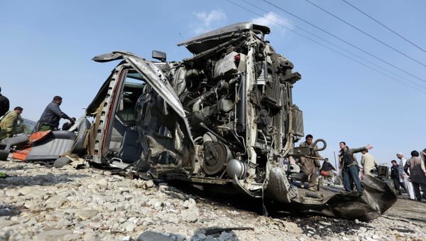 Afghan security forces inspect a British embassy vehicle which was targeted in a suicide attack in Kabul, Afghanistan, Thursday, Nov. 27, 2014 Afghan security forces inspect a British embassy vehicle which was targeted in a suicide attack in Kabul, Afghanistan, Thursday, Nov. 27, 2014 - Sputnik International
