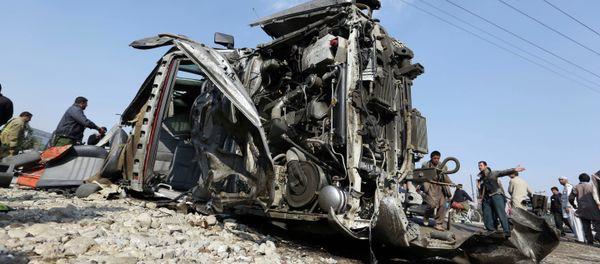 Afghan security forces inspect a British embassy vehicle which was targeted in a suicide attack in Kabul, Afghanistan, Thursday, Nov. 27, 2014 Afghan security forces inspect a British embassy vehicle which was targeted in a suicide attack in Kabul, Afghanistan, Thursday, Nov. 27, 2014 - Sputnik International