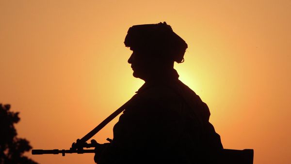 An Indian army soldier keeps vigil near the site of a gunbattle with suspected militants at Pindi Khattar village in Arnia near the border with Pakistan November 27, 2014 - Sputnik International