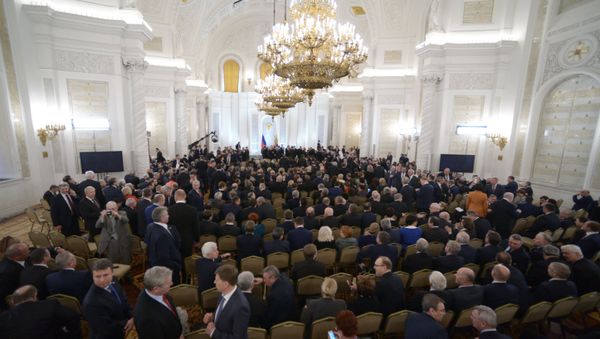 Vladimir Putin delivers annual Presidential Address to Federal Assembly Vladimir Putin delivers annual Presidential Address to Federal Assembly - Sputnik International