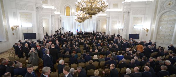 Vladimir Putin delivers annual Presidential Address to Federal Assembly Vladimir Putin delivers annual Presidential Address to Federal Assembly - Sputnik International