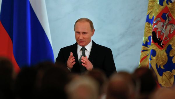  Russian President Vladimir Putin delivers the annual Presidential Address to the Federal Assembly - Sputnik International