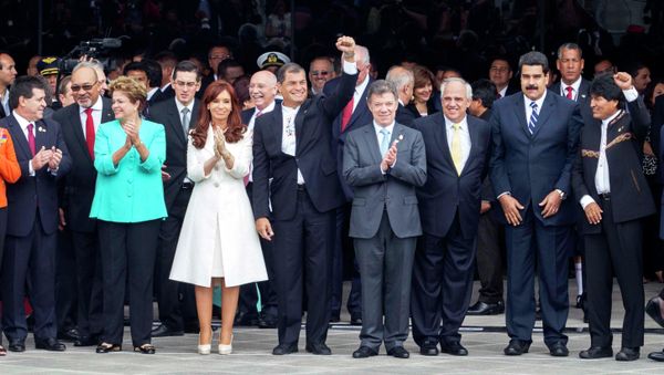 South American leaders at the inauguration ceremony for the new UNASUR headquarters building in Quito, Ecuador, December 5, 2014. South American leaders at the inauguration ceremony for the new UNASUR headquarters building in Quito, Ecuador, December 5, 2014. - Sputnik International